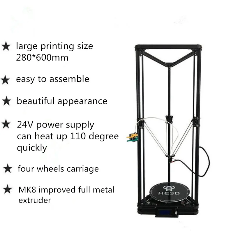 HE3D K280 delta large size Auto- leveling single extruder the newest DLT-K280 3D printer DIY kit with heatbed HE3D K280 delta large size Auto- leveling single extruder the newest DLT-K280 3D printer DIY kit with heatbed