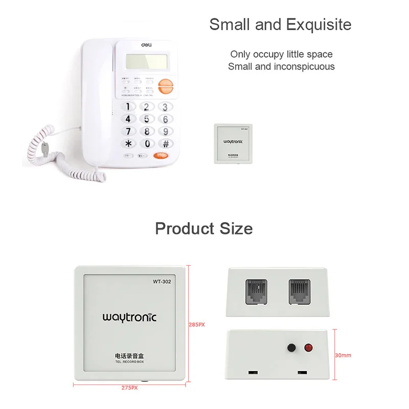 RJ11 Port Landline Telephone Call Recorder Box