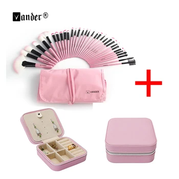 

VANDER Makeup Brushes 32Pcs Cosmetic Kit Eyebrow Blush Foundation Powder Make Up Brush Set With Pink Case + Jewelry Box