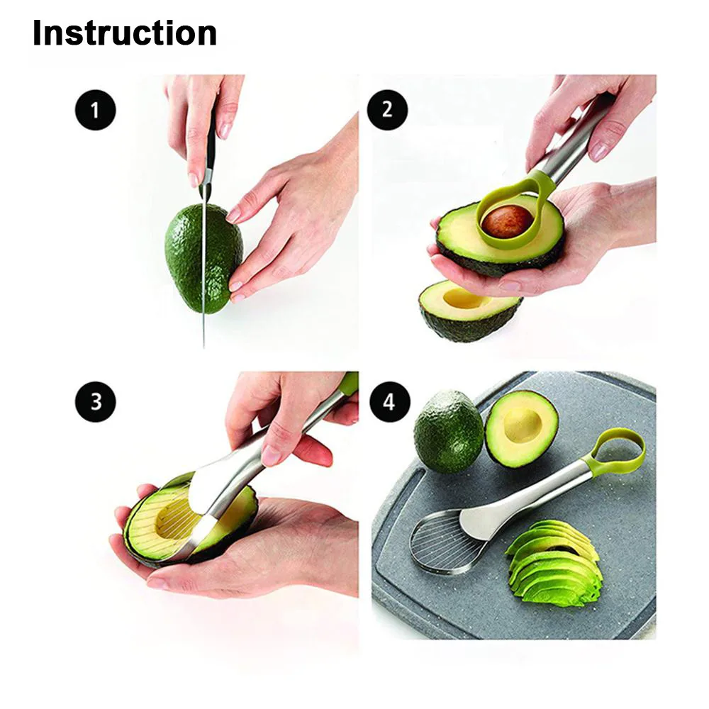 New Multifunctional 2 in 1 Avocado Cutter Slicer Peeler Scoop Slices Kitchen Tool#NE930