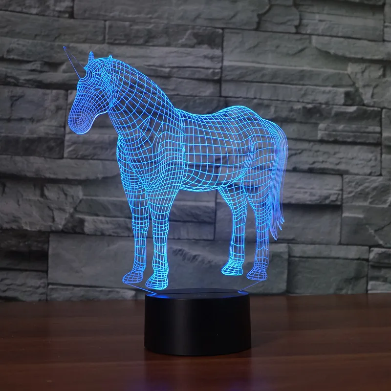Единорог светодио дный Светодиодная лампа luminaria infantil de quartсветодио дный LED 3D ночник для гостиной