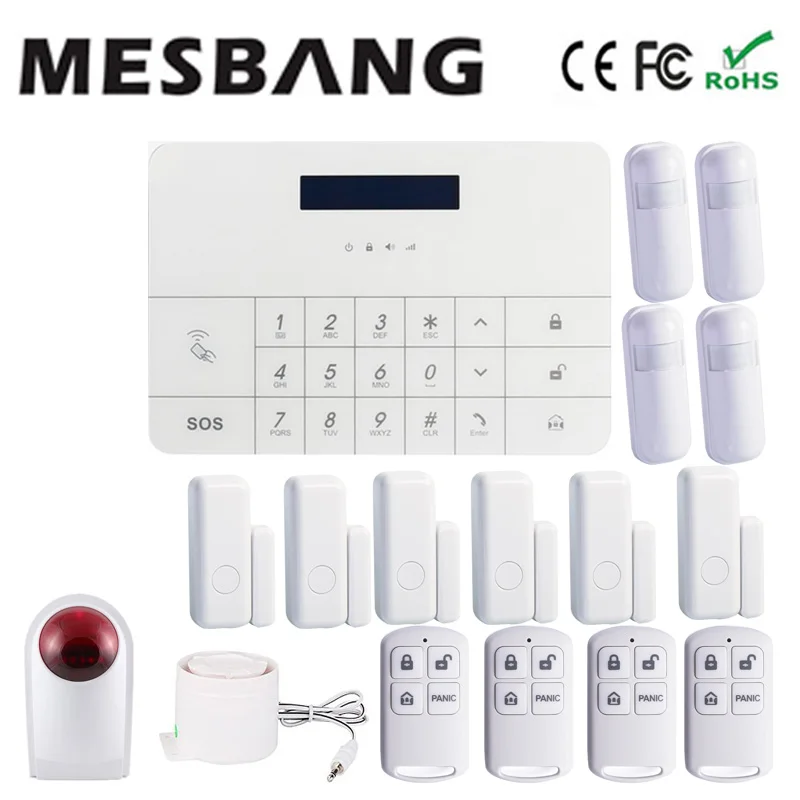 gsm wireless home burglar security alarm system with wireless outdoor