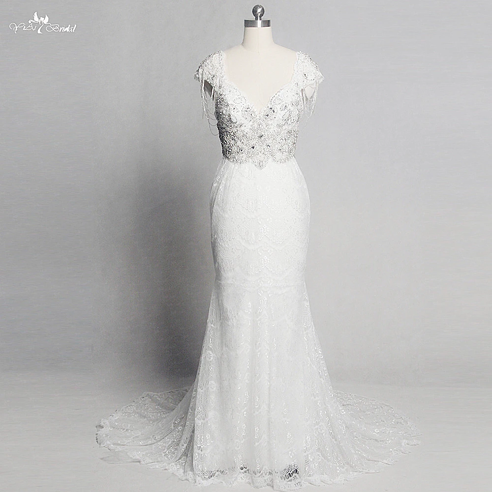 Rsw1317 реальные фотографии yiaibridal alibaba розничный магазин Кристалл бисера Кружево халат де mariée Boheme Boho Свадебное платье