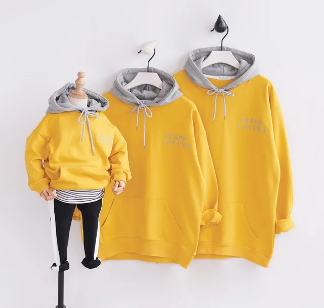 Father/Mother/kid Family Matching Outfits Hoodies Pocket Sweatshirts Family Look Clothing Hooded Dad Mom Daughter Clothes