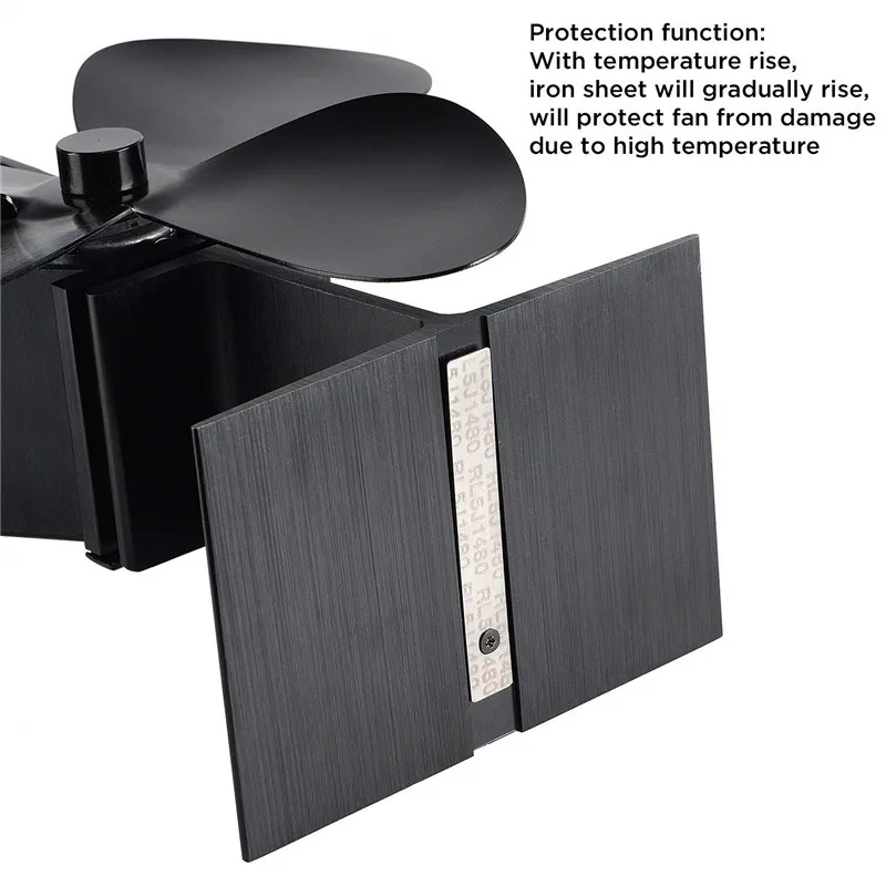 Professional Fireplace Tools Set, Heat Powered 4 Blade Stove Fan and Fireplace Thermometer, Silent Operation, ECO Fan for Stove
