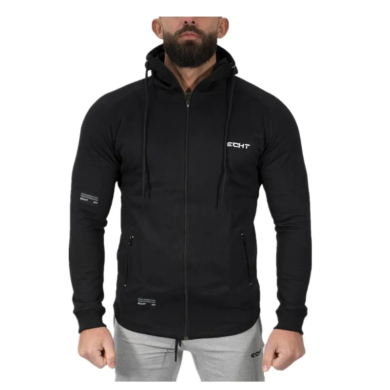 

Autumn Winter Mens zipper Hoodies Fashion Casual Gyms Fitness Bodybuilding Hooded Jacket Male Cotton Sweatshirts Sportswear