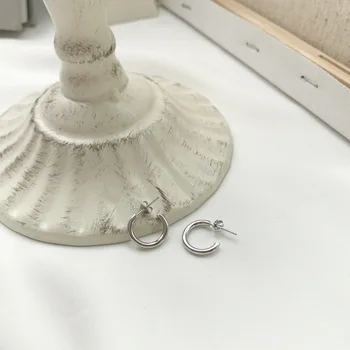 

earring S925 pure silver female half circle geometry element tremella wholesale earrings silver wholesale