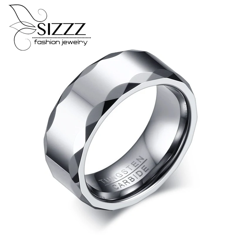 

SIZZZ 8MM Wide 16.7G Weight Simple fashion tungsten steel ring finger factory direct for men
