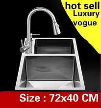 Kostenloser versand Wohnung küche manuelle waschbecken doppel nut durable tun die gerichte standard 304 edelstahl heißer verkauf 72x40 CM