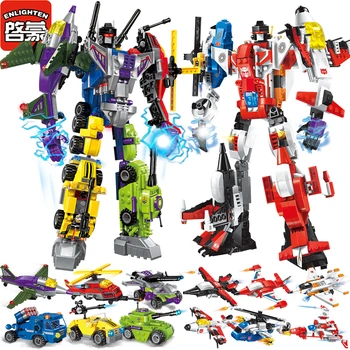 

Enlighten Mecha Educational Building Blocks Toys Children Robot Truck Hero Destroyer Car Vehicle Compatible With Legoe Stickers