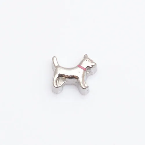 

Dog with pink collar, Floating charm fit floating charm lockets, FC0099,10PCS/LOT