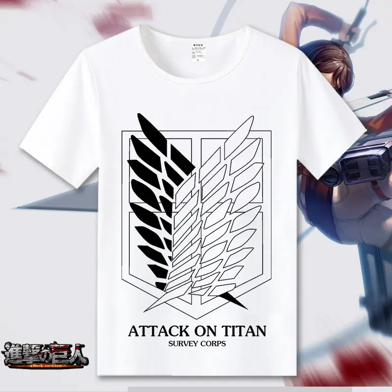 Attack on Titan Cosplay T Shirt Scout Regiment Summet T-Shirt Shingeki no Kyojin Recon Corps Top Tee Halloween Cosplay Costume - Цвет: 4