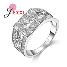 JEXXI Hot Sale Luxury Women Men Engagement Wedding Rings 925 Sterling Silver CZ Finger Jewelry Bijoux Wholesale Price