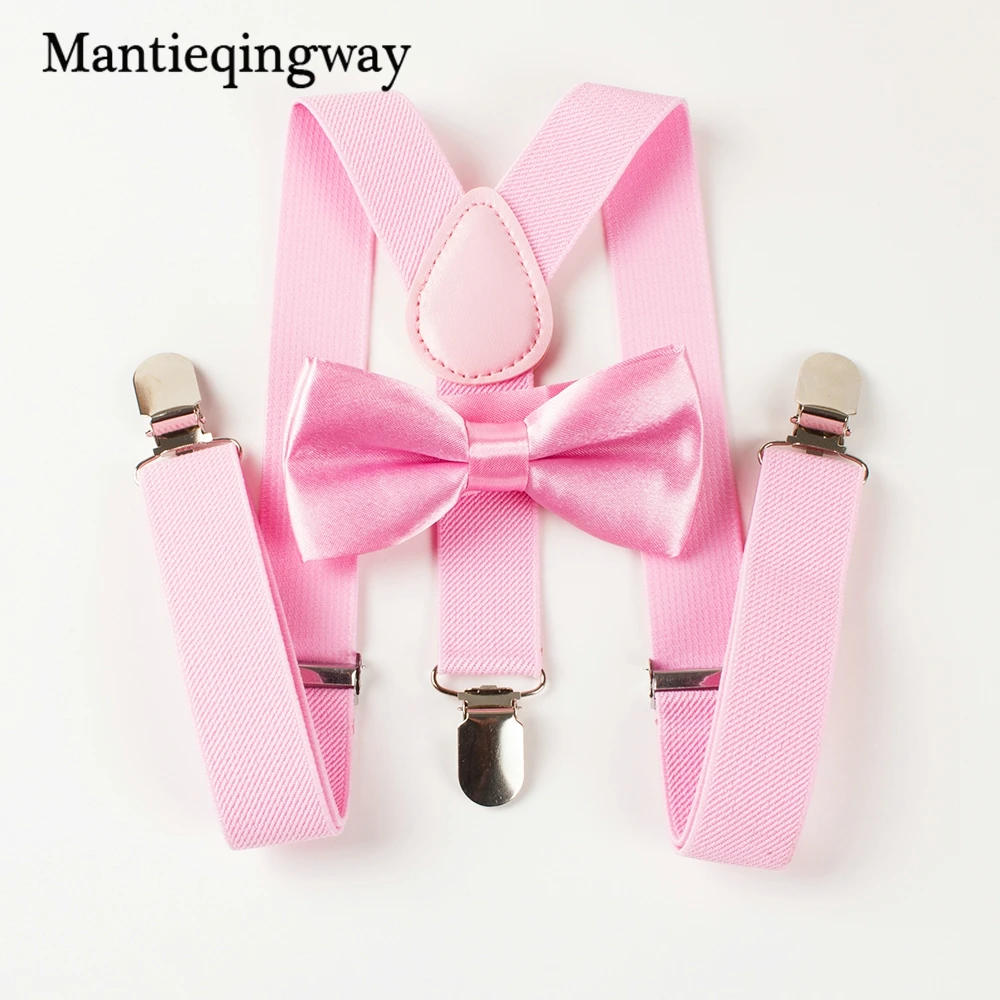 Mantieqingway для мальчиков и девочек, подтяжки для детей, регулируемые эластичные подтяжки с 3 зажимами на спине, Детские подтяжки, комплект с галстуком-бабочкой на подтяжках для свадьбы