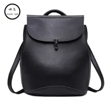 KUNDUI Famous Brand Backpack Women Backpacks Leisure Vintage Girls School Bags for Girls Black PU Leather Lock Travel Backpack