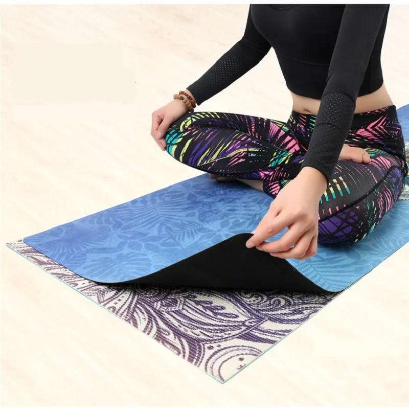 Suede Natural Rubber Yoga Mat Printed Yoga Mat Anti Slip Absorption