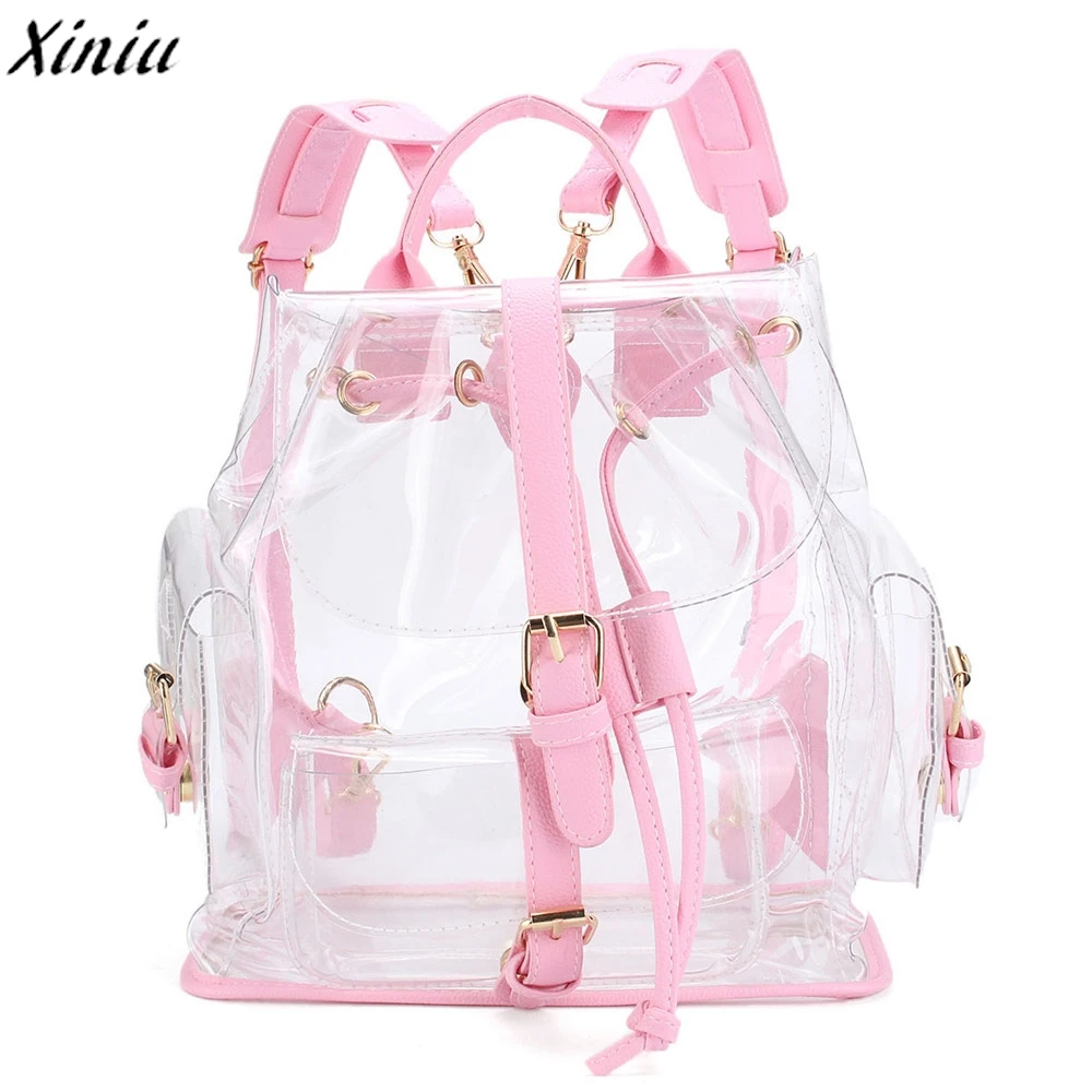women s clear backpack sweet pink plastic security light pink clear backpack