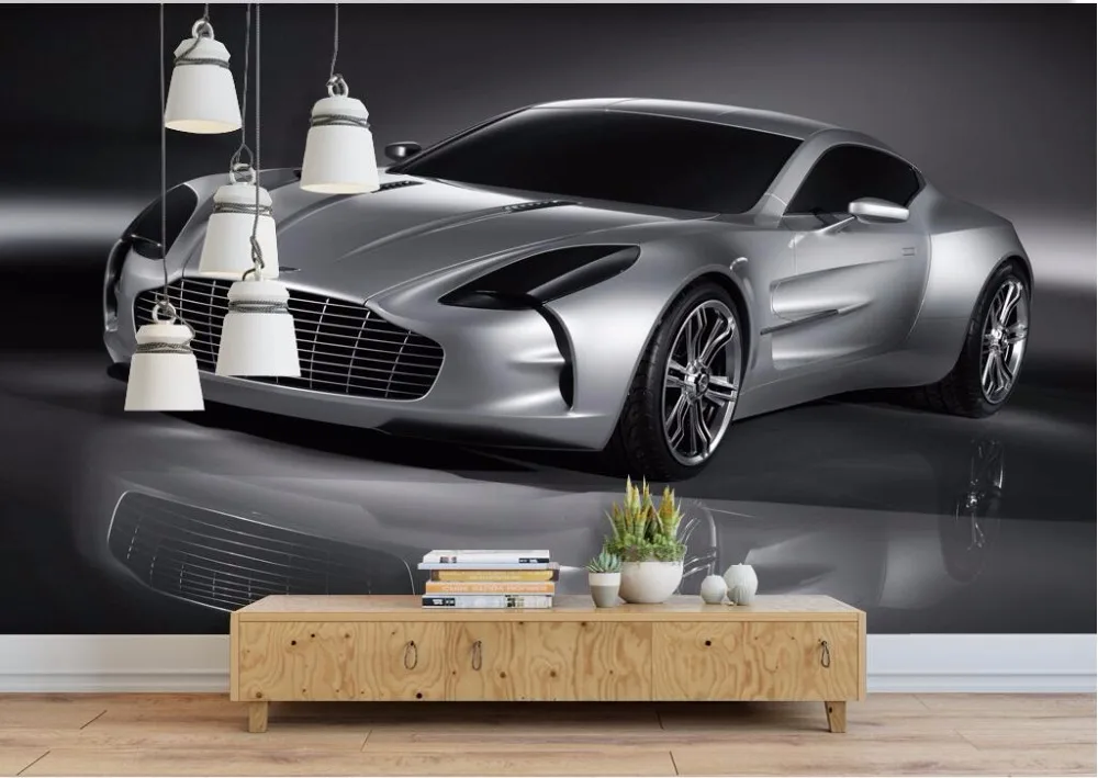 Пользовательские фото нетканого росписи 3d обои для гостиной серебристо-серый роскошный автомобиль Живопись 3D настенные фрески обои для стен 3d