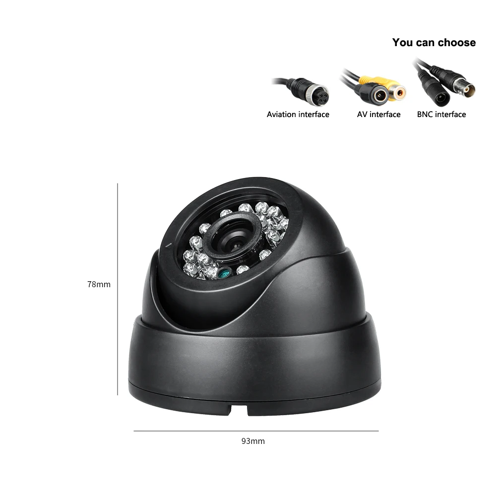 Cámara domo de visión nocturna 600TVL 1/3 CCD IR, cámara negra para autobús, camión, vehículo, vigilancia interior, seguridad, DC12-24V, 3,6mm, Plástico