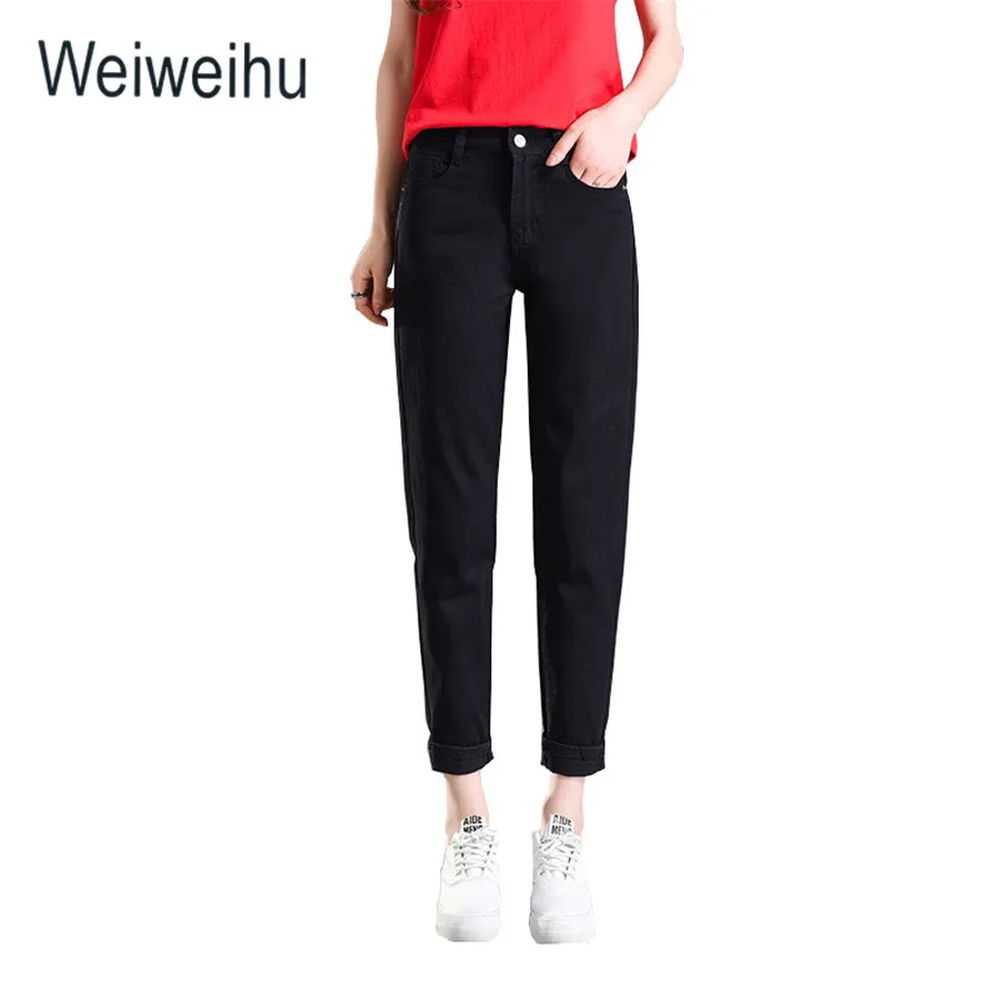 

Women Jeans 2018 High Waist Slim Ankle-Length Pants Black Denim Jeans Autumn Casual Ladies White Jeans Female Pant Plus Size