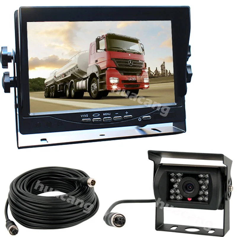 7/" LCD Rear View Monitor RV Truck Trailer 12V-24V 4Pin Reversing Backup Camera
