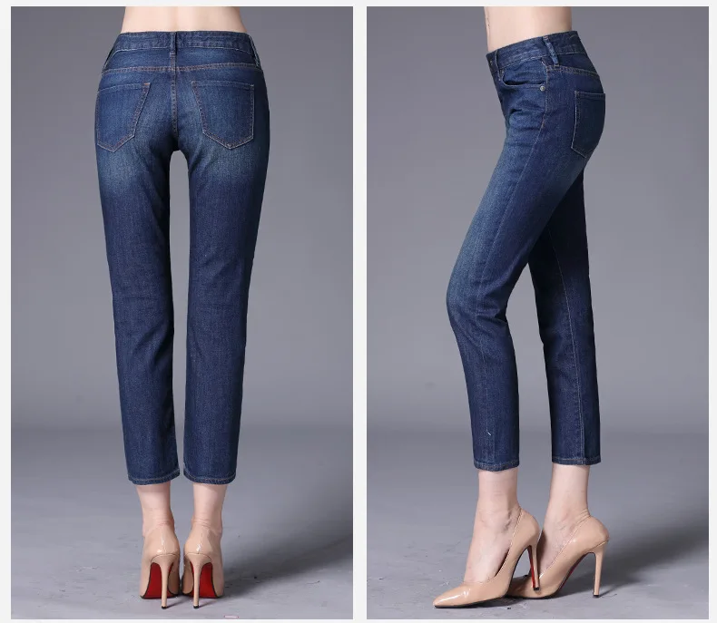 Высокая талия джинсы для женщин женщина 2018 лето осень узкие ботильоны Длина Винтаж повседневное прямые джинсы джинсовые брюки для женщин