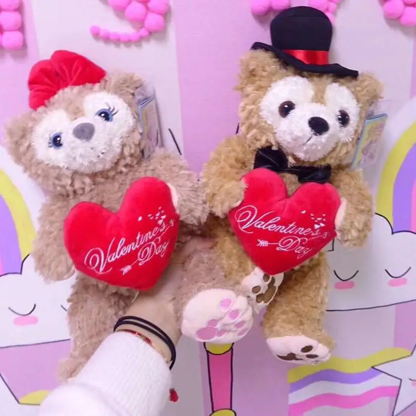 

One pair Duffy Bear Shelliemay plush Toy Kwaii Bears with heart Doll Soft Stuffed Animals Dolls For Lovers Girls Birthday Gifts