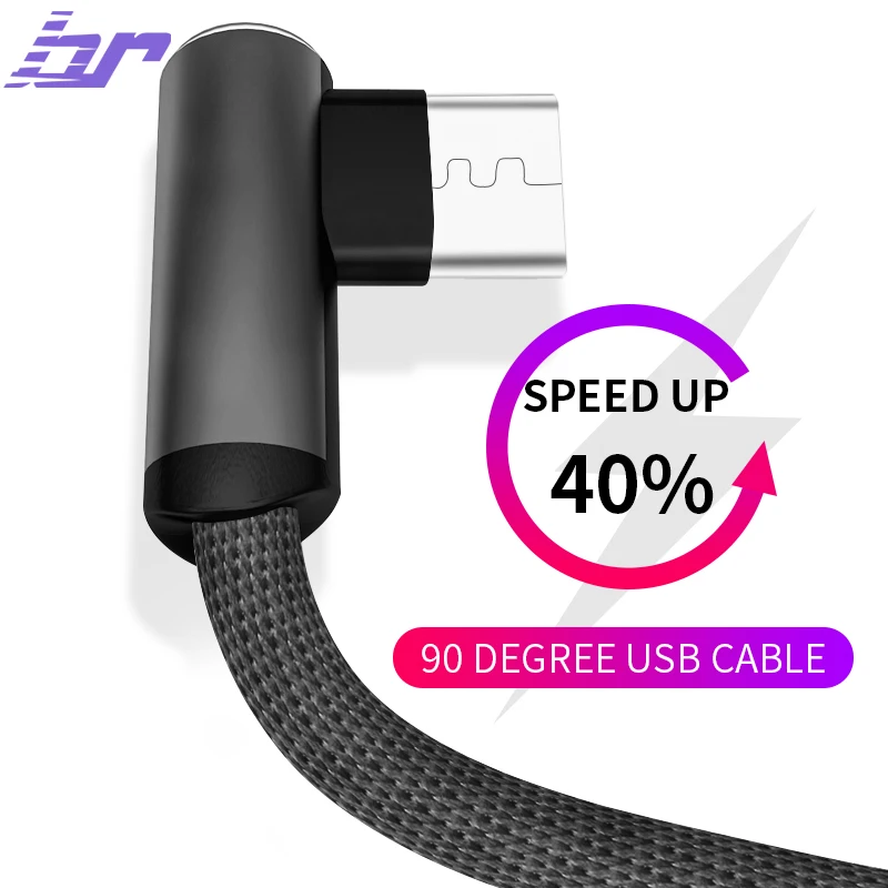 BR L-shaped Micro USB Cable For Xiaomi Cables Redmi 4X Huawei Cable Fast Data For Samsung Fast Charging Charger Wire Cord Line