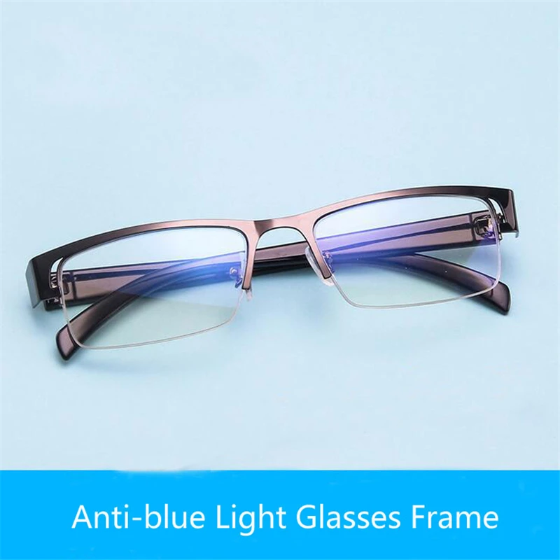 Anti blue Light Half Frame Men's Glasses Frame Fashion Metal Square