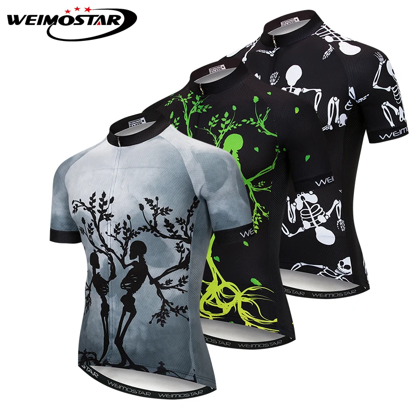 

Weimostar Men Cycling Jersey 2019 Pro Team downhill jerseys ropa ciclismo Cycling Clothing Dancing Skull Quick Dry Bike