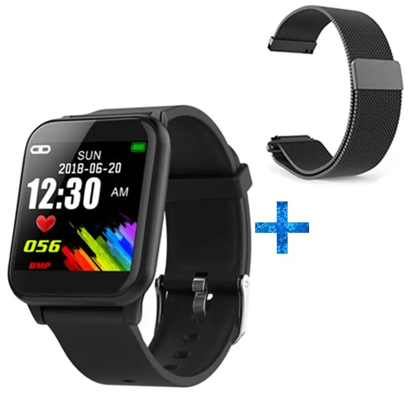 ALANGDUO умный Браслет цветной экран фитнес-трекер Шагомер Push сообщение монитор сердечного ритма спортивные Смарт-часы для iOS Android - Цвет: Black 03