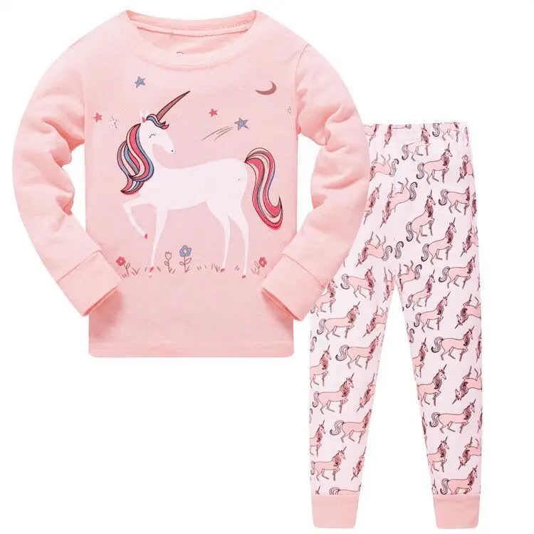 Kids Pajamas Sets Cotton Boys Sleepwear Suit Girls Pajamas Long Sleeve Tops+Pants 2pcs Children Clothing - Цвет: as photo