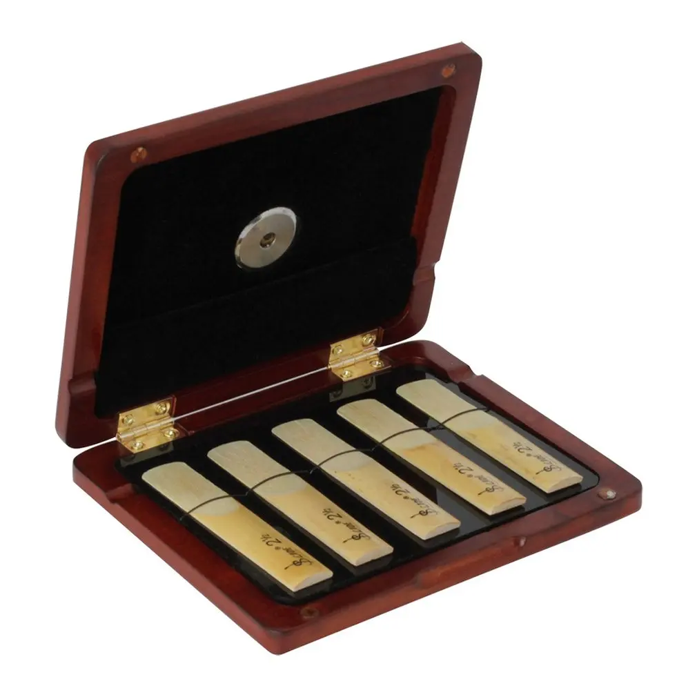 

Saxophone Black Tube Reed Box Real Wood The Oboe Reed Box Oboe Whistle Box Pure Color Red With A Thermometer 5Pcs