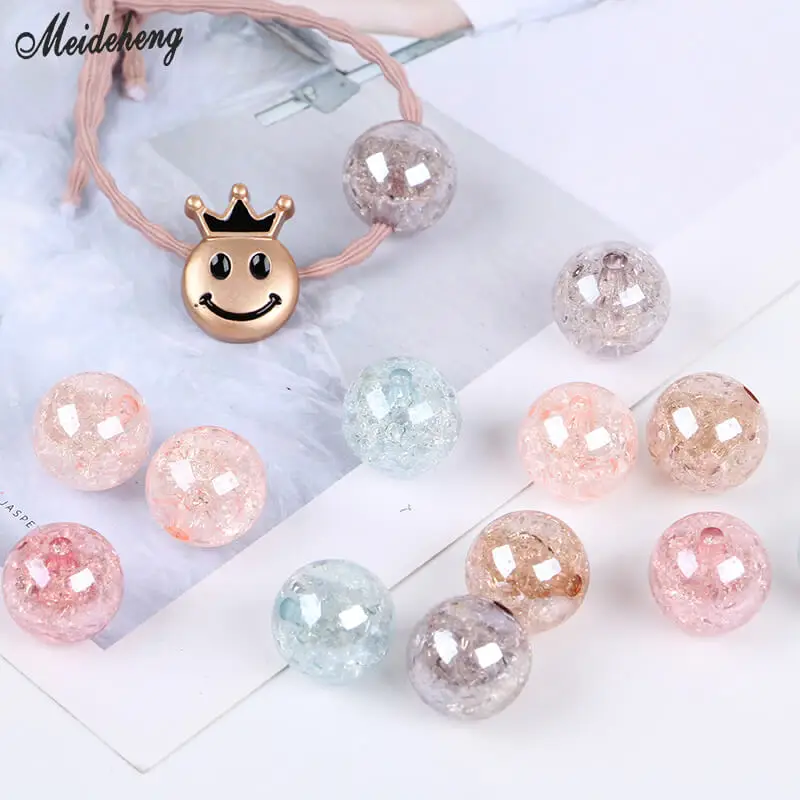 

Fashion Crack Pattern DIY Creative Pearl Hairdressing Through Hole Hair Rope Girl Kids Hair Ring Jewelry Beads Accessory