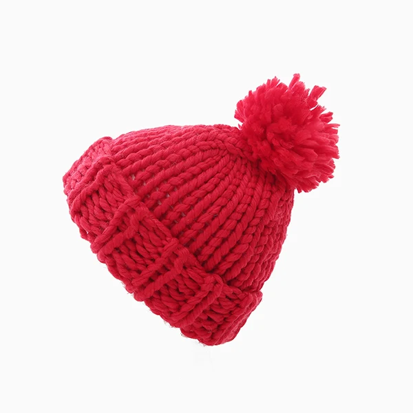Вязаная шапка с косичками, женская вязаная шапка с помпонами для девочек, теплая шапка, женские зимние лыжные шапочки, кепка, элегантные шапочки - Цвет: Красный