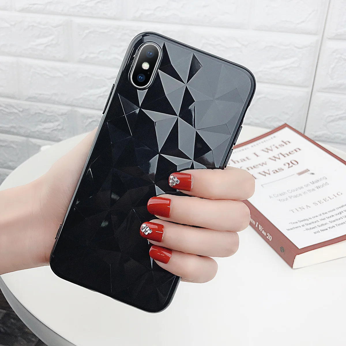 Lovebay чехол для телефона для iPhone 6 6s 7 8 Plus X XR XS Max модные яркие цвета 3D Алмазная текстура мягкий ТПУ чехол для телефона - Цвет: Черный