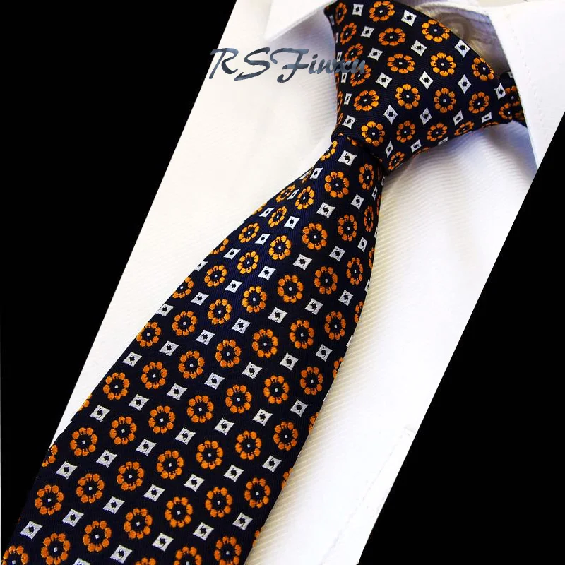 Free Shipping Floral Orange Sliver Black Mens Tie 100 Silk New Jacquard Woven Party Classic