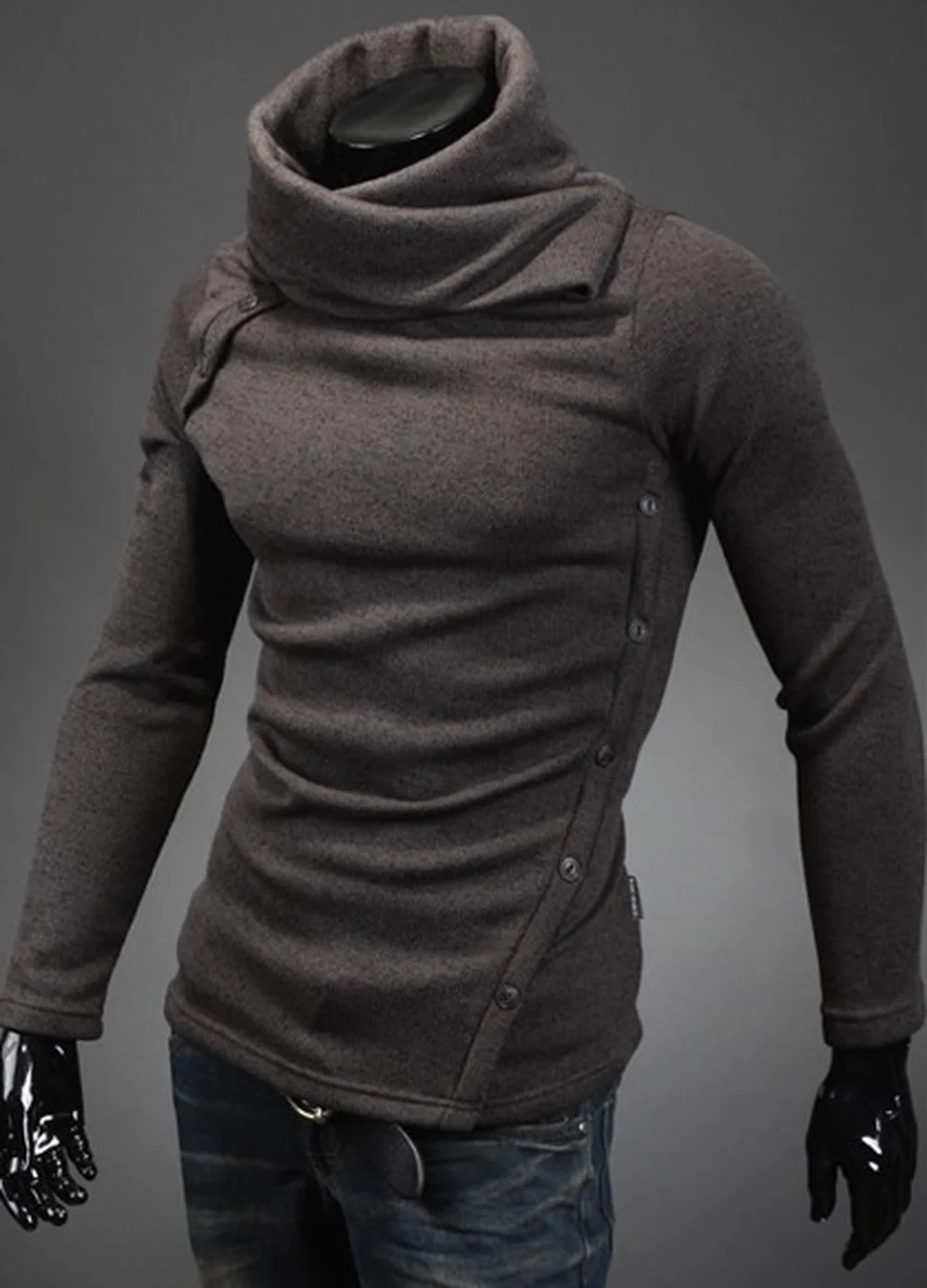 Zogaa мужской свитер с высоким воротом размера плюс, мужской модный теплый пуловер с длинным рукавом, однотонный тонкий шерстяной свитер