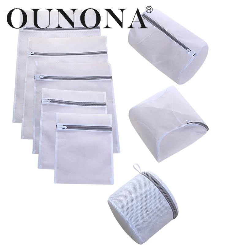 OUNONA 8pcs Fine Mesh Laundry Bag Sets Washing Bags Garment Delicate Protection with Zipper Closure | Дом и сад
