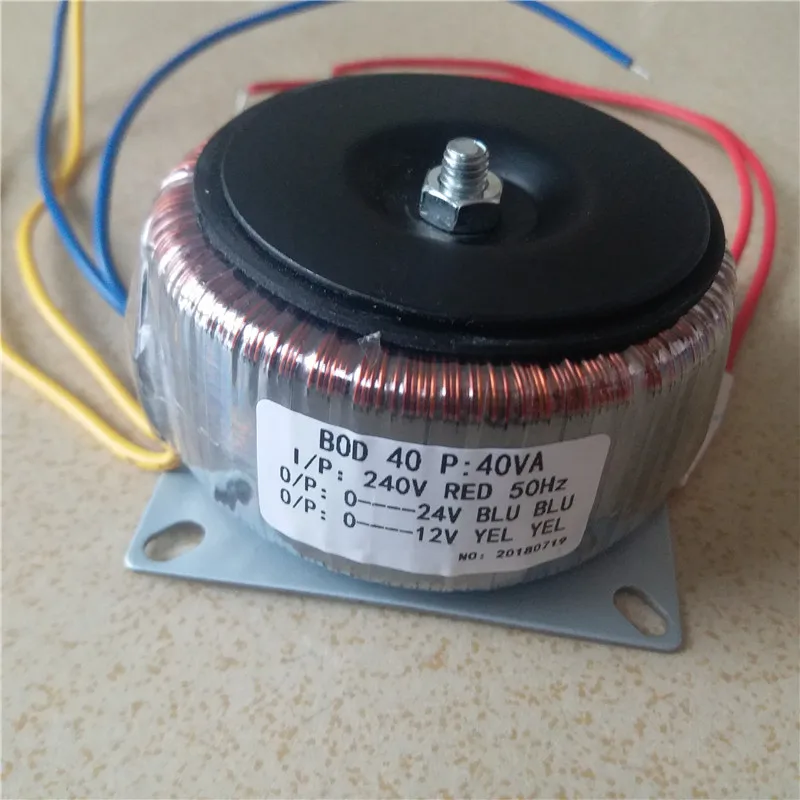 

12V 1A 24V 1A Ring transformer copper 40VA 240V input custom toroidal transformer for power supply amplifier