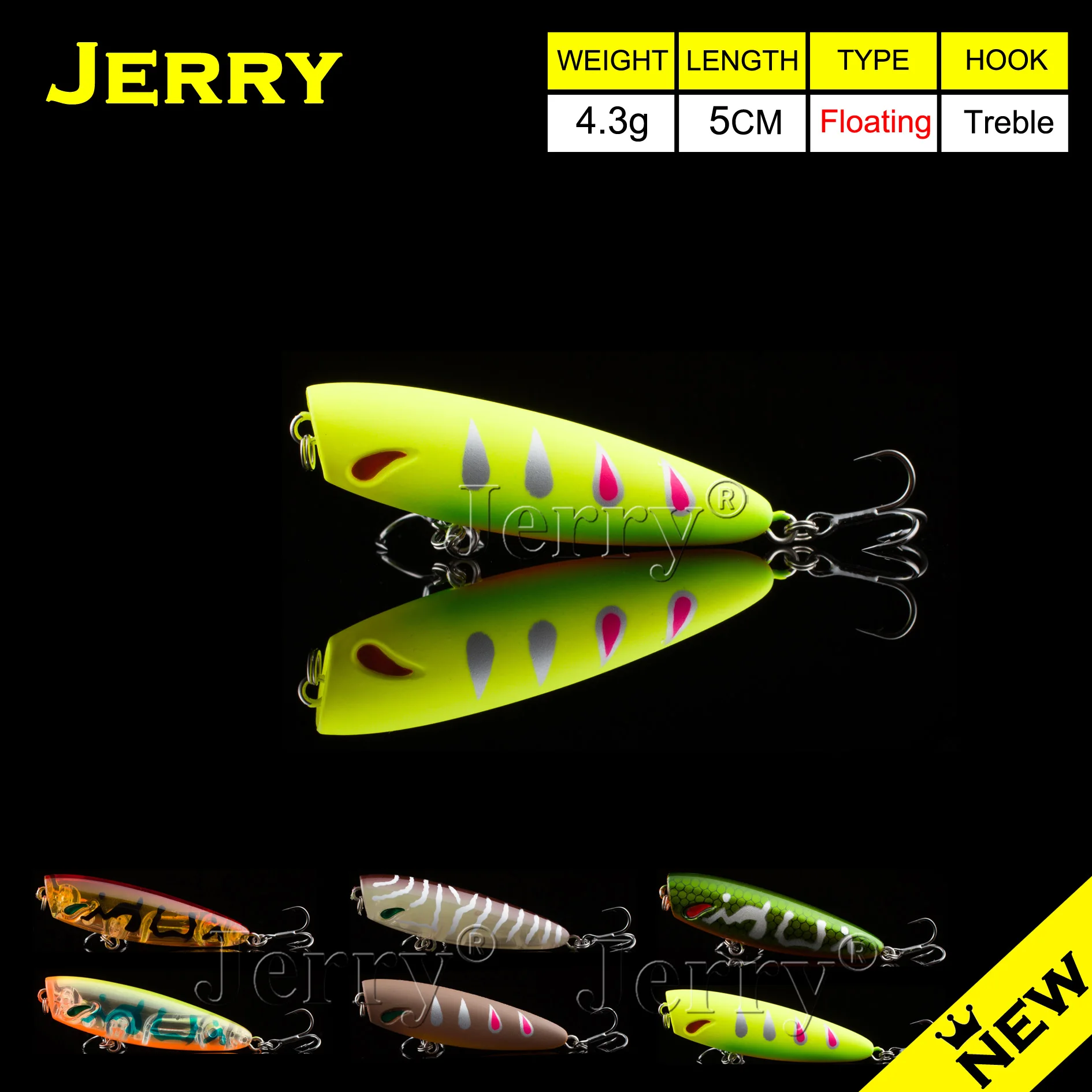 Jerry 5cm popper lure floating topwater fishing lures hard plastic bait