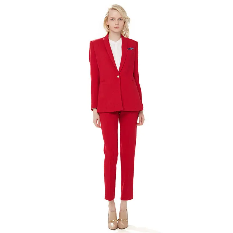 Red Girls Formal Suits One Button 