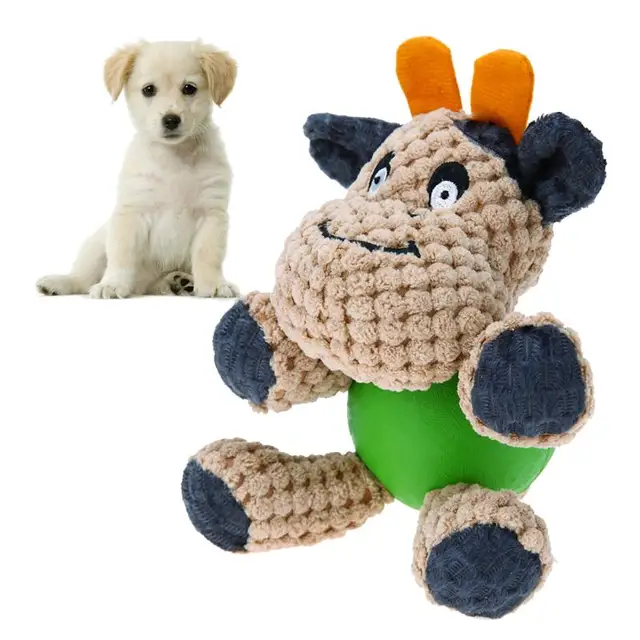 Pet Dog Cotton Rope Rubber Sound Squeak Toy Cattle Shape Pet Puppy Teeth Chew Cute Toy Dogs Pet Supplies Goods Accessories