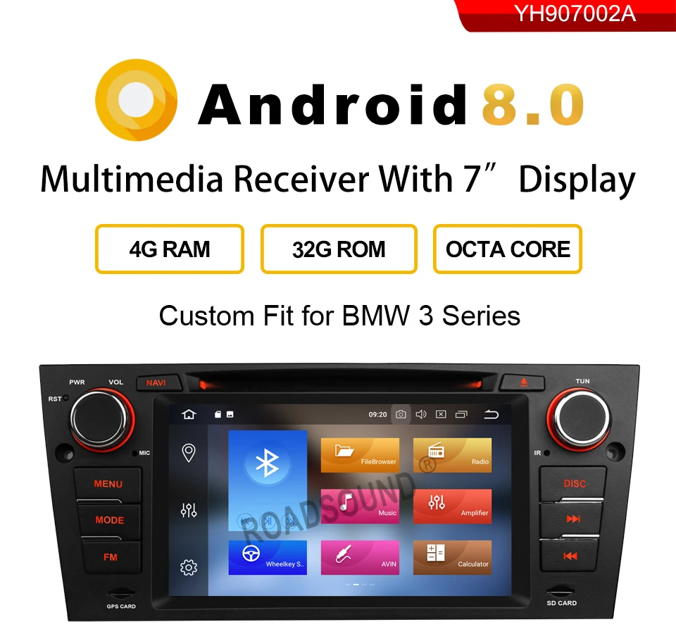Excellent RAM 4G Android 8.0 Car DVD Player Stereo GPS for BMW E90 Sedan E91 Touring E92 Coupe E93 Convertible 2007 2008 2009 YH907002A 0
