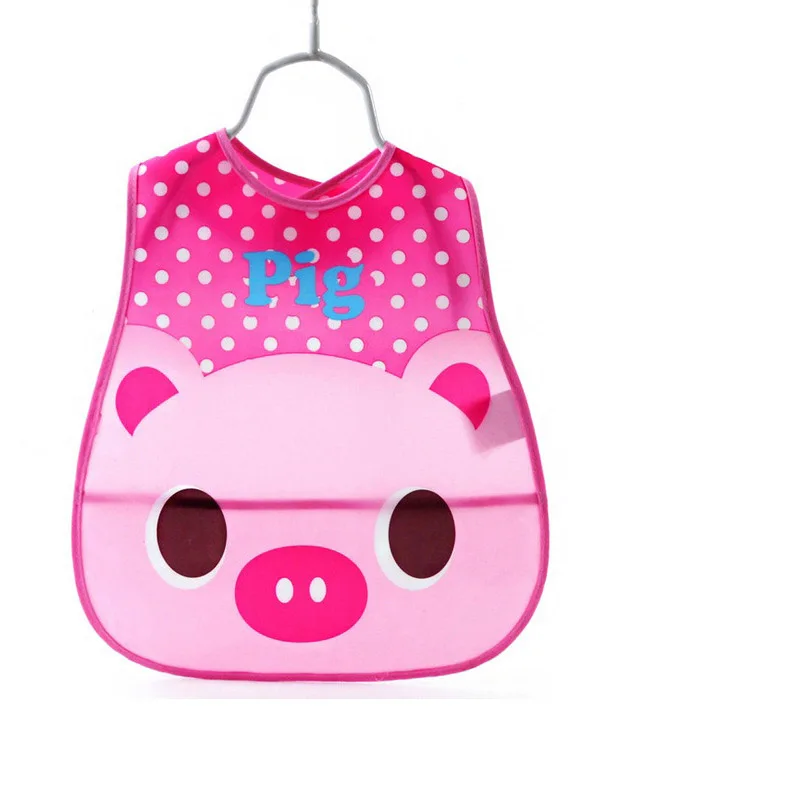 Pink pig Детские нагрудники на липучке EVA пластиковые водонепроницаемые нагрудники для обеденного кормления Детские Мультяшные нагрудники для кормления Детский фартук Babador de bebe - Цвет: Pink pig