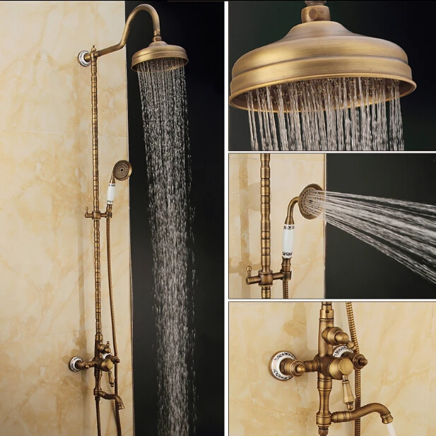 New High Quality Luxury Special Antique Brass Rainfall Shower Set