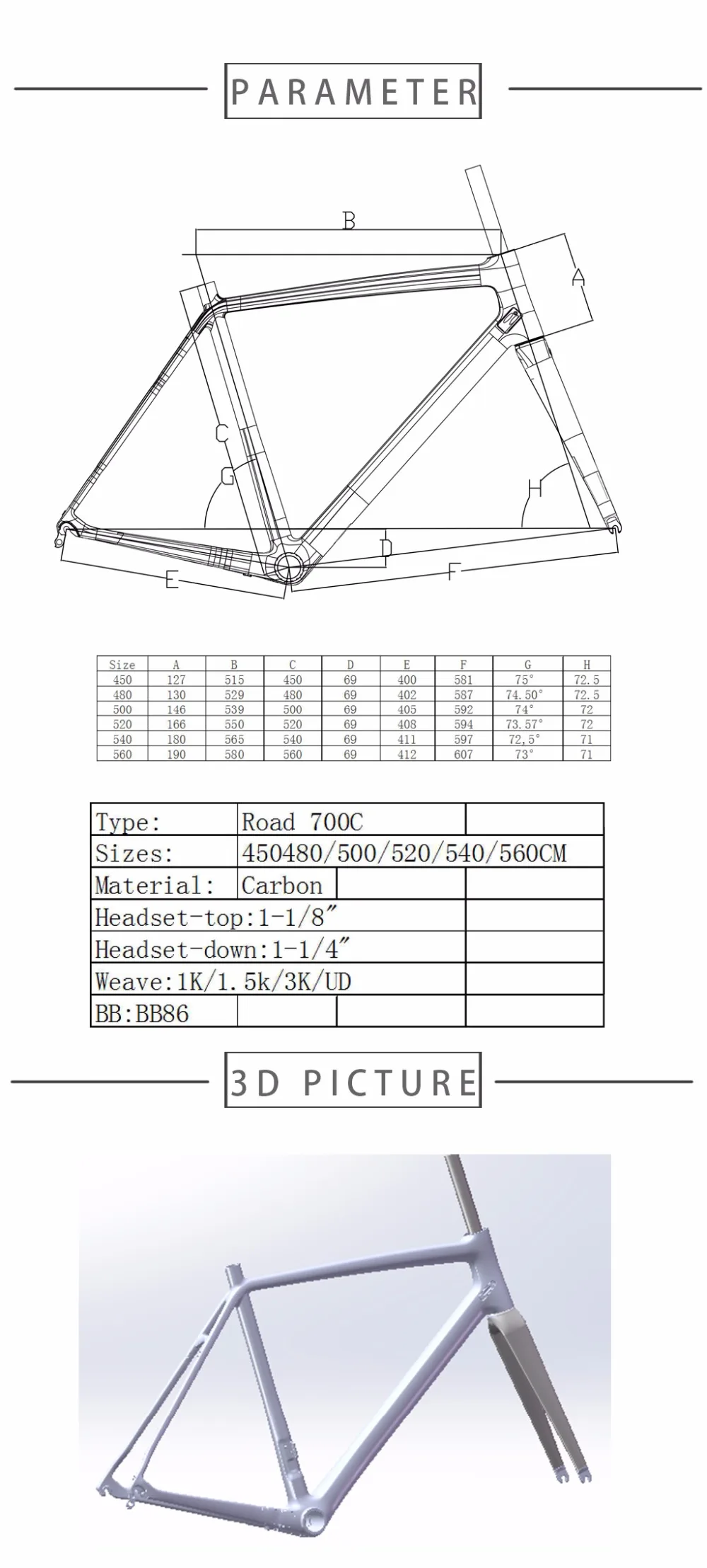 Sale super light and very storng carbon road fiber road 700c Di2 and mechanical BB86 carbon bike frame 7