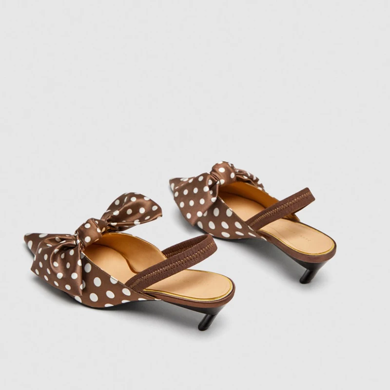 Boussac-Polka-Dot-Slingback-Women-Sandals-Vintage-Kitten-Heel-Women-Pumps-Pointed-Toe-Bowtie-Valentine-Shoes