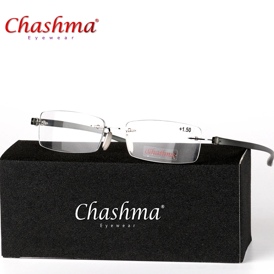 

TR-90 Frameless Metal Frame Slim Portable Black/Red Compact Reading Glasses Anti Eye Fatigue Presbyopic Strength+1.0 - +4.0