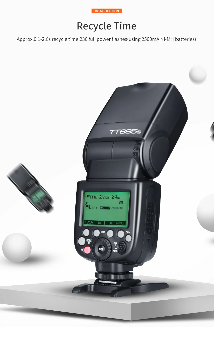 Вспышка для камеры GODOX Thinklite ttl TT685C 2,4 GHz высокоскоростная 1/8000s GN60 для Canon EOS camera s E-ttl II Autoflash(TT685C